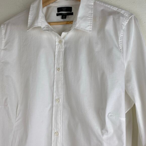 NWT J. Crew Curvy Slim Stretch Perfect Shirt Size 18 White Blouse Career Staple - Picture 9 of 15